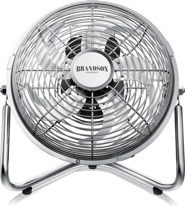 Produktbild Brandson Windmaschine Chrom Bodenventilator im Retro Stil, hoher Luftdurchsatz, 55W, Silber, 30 cm Ø, neigbar (55 dB)