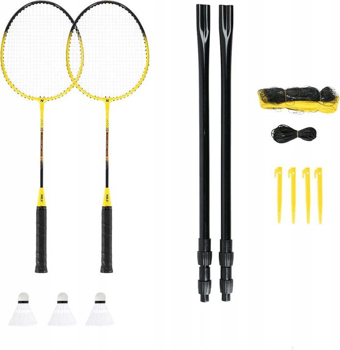 Nils NRZ262 ALUMINIUM Badmintonset 2 Schläger 3 Federpfeile 600x60cm Netz Koffer