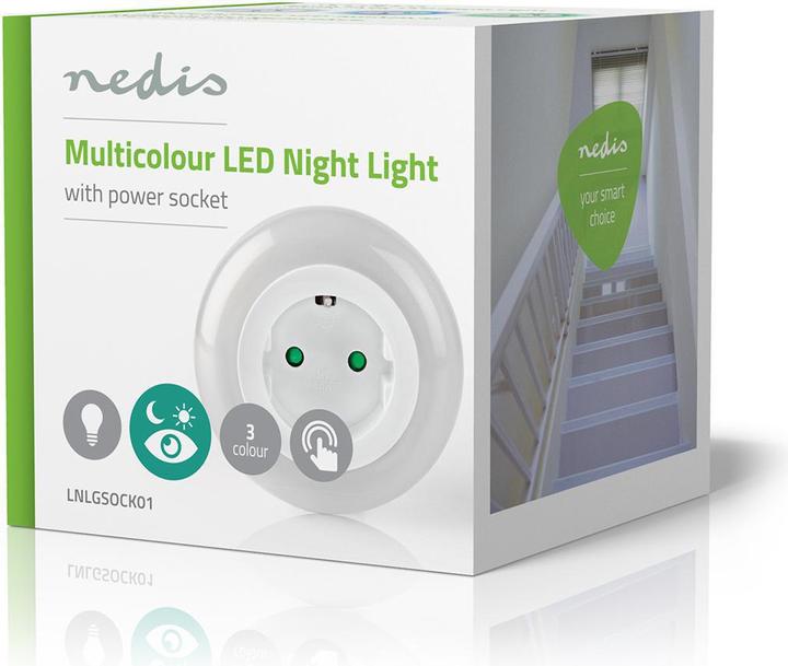 Productafbeelding Nedis Plug-In LED Nachtlamp | Dag/Nacht Sensor | 3680 W | 10 lm | Blauw / Groen / Wit