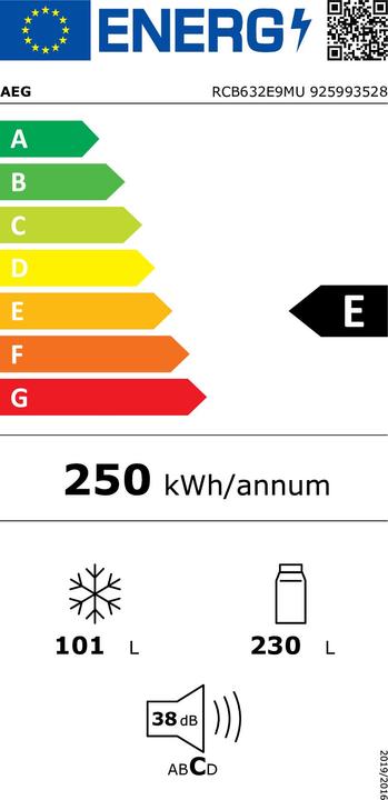 Label énergétique AEG RCB632E9MU (330 l)