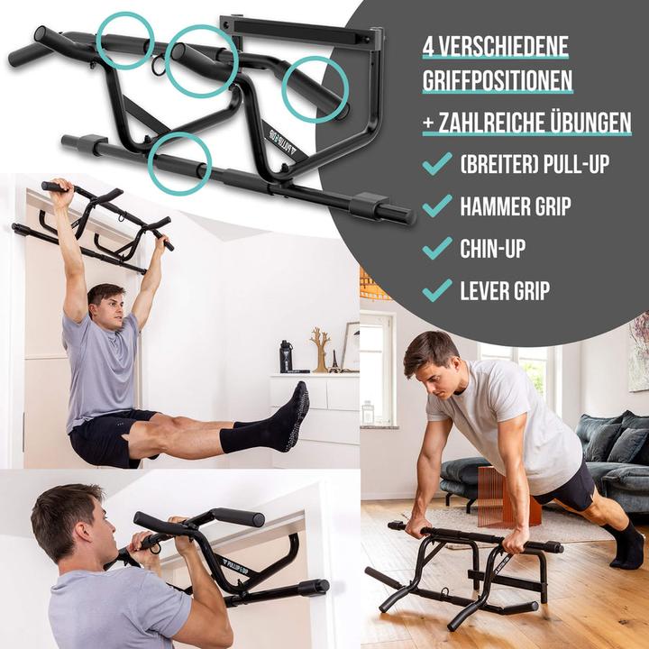 Actual product image Pullup & Dip Klimmzugstange Tr zum Einhngen im Trrahmen ohne Abrutschen, inkl. Klimmzug Band