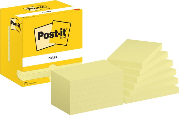 Actual product image Post-it Sticky Notes Standard 655 yellow 12 pads (127 x 76 mm)