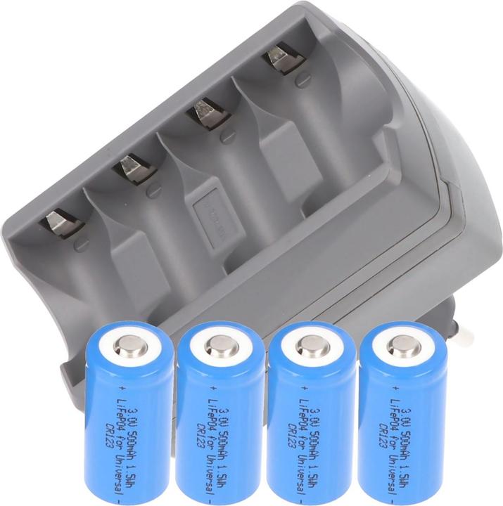 Immagine prodotto AccuCell CR123 Ladegerät (4 pz., CR123A, 500 mAh, Batteria + Caricabatterie)