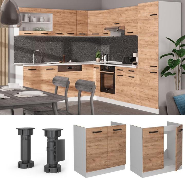Immagine prodotto Vicco Base cucina R-Line, Goldkraft rovere/bianco, 80 cm AP marmo