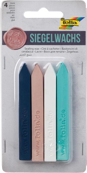 Actual product image Folia 31219 - Sealing wax style, 4 sealing candles in a set, 1 each in rose, mint, navy and w