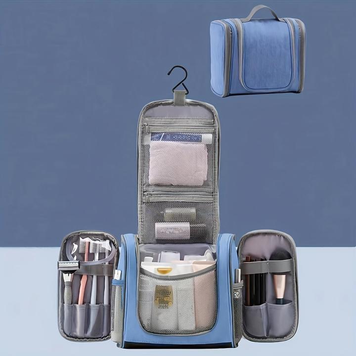 Only-Bags.Store Tragbare hängende Waschtasche mit Haken, PU-Leder wasserdicht faltbare Kulturtasche