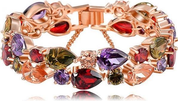 Hermex LUXUS Rosa Gold veredelt Armreifen Armband Zirkonia - 20cm (20 cm, Kupfer-Nickellegierung)