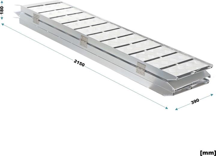 Actual product image Wiltec Auffahrrampe 3-fach klappbar 215cm 340kg Rampe Auffahrschiene Aluminium