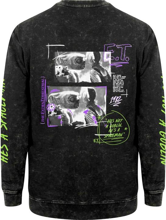 Actual product image E.T. Unisex Adult Kiss Acid Wash Sweatshirt (S)