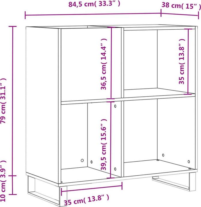 Produktbild VidaXL Plattenschrank Hochglanz-Weiss 84,5x38x89 cm