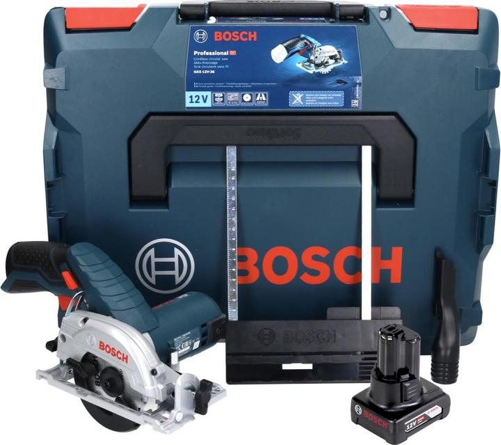 Produktbild Bosch Professional Bosch GKS 12V-26 Professional Akku Handkreissäge 12 V 85 mm + 1x Akku 6,0 Ah + L-Boxx - ohne Ladeger