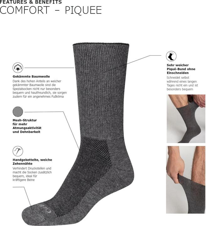 Image du produit Camano Unisex comfort plus chaussettes diabétiques 4p (paquet de 4, 43 - 46)