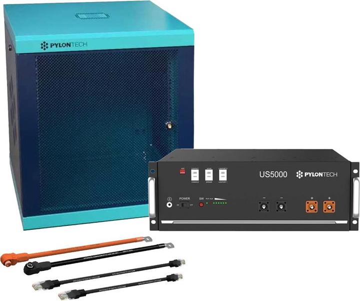 Produktbild Pylontech LiFePO4 48V US5000 Batterie mit BMS 4,8 - 19,2 kHw und Zubehör