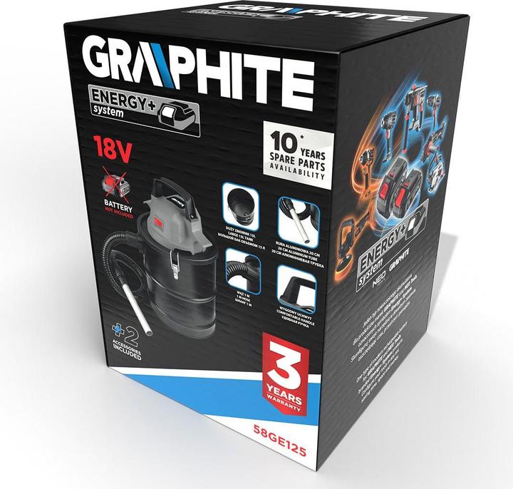 Immagine prodotto Graphite Aspirapolvere Energy+ 18V Li-lon per ceneri, serbatoio 15L (Aspirapolvere cenere)