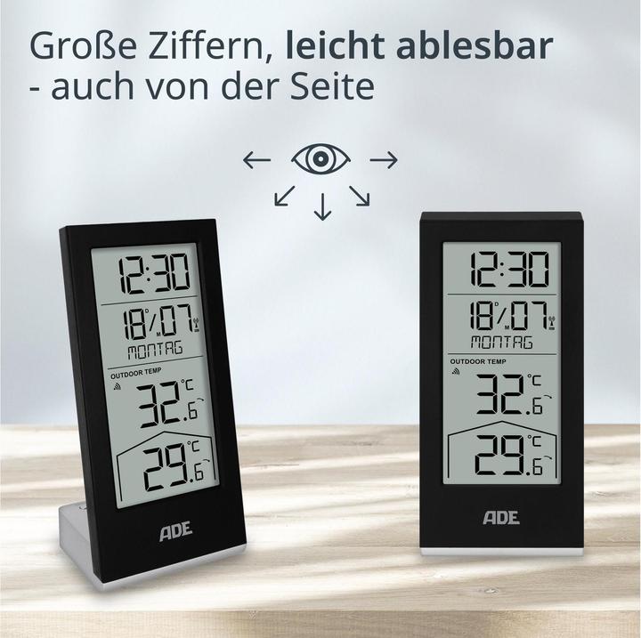 Actual product image ADE Wetterstation mit Funk-Aussensensor Schwarz, Funktionen