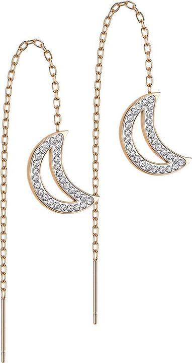 Produktbild Star Piercing Ohrstecker rosegold freifallende Kette Mond mit Kristallen (ohne Messing, Chirurgenstahl 316L)