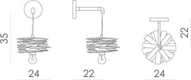 Immagine prodotto Gie El LGH0245 - Applique SHINGLE acciaio/legno (E27)