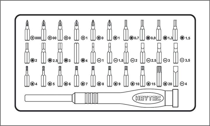 Actual product image HEYTEC Precision mechanic's bit set, 31 pcs.