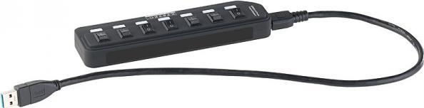 Produktbild Xystec Aktiver USB-3.0-Hub mit 7 Ports, einzeln schaltbar, 2-A-Netzteil