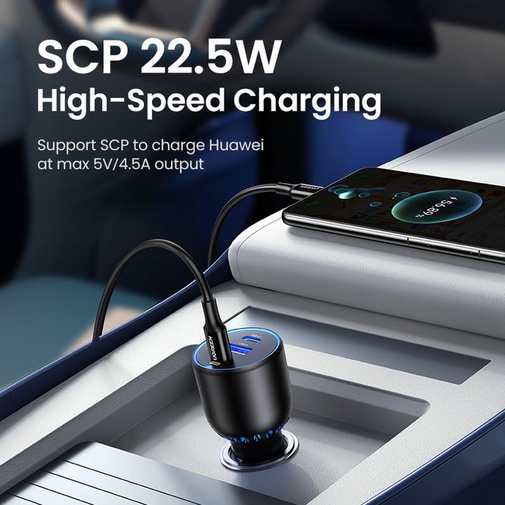 Produktbild Ugreen Fast Car Charger 130W 90413 2xUSB-C PD+USB-A