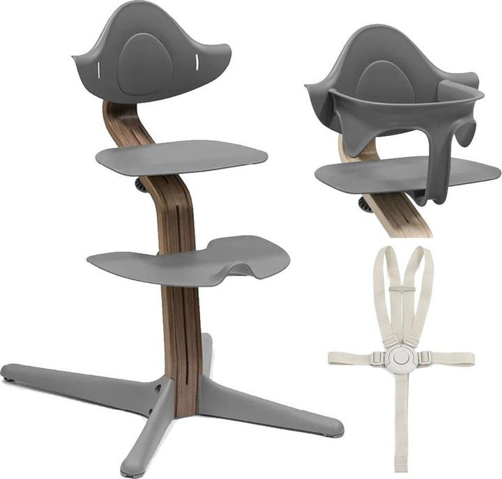 Image du produit Stokke Chaise Nomi Walnut avec kit bébé et ceinture de sécurité (Chaise haute)