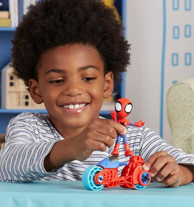 Produktbild Hasbro Spidey and His Amazing Friends Spidey Figur mit Motorrad, Spielzeug für Jungs und Mädchen ab