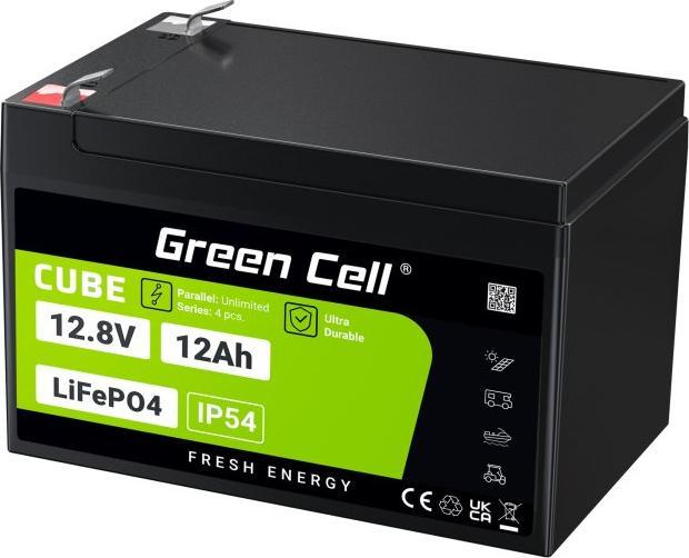 Immagine prodotto GreenCell Green Cell CUBE LiFePO4 Spezial-Akku LiFePo-Block Flachstecker Li-Ion 12.8 V 12 (12.80 V, 12 Ah)