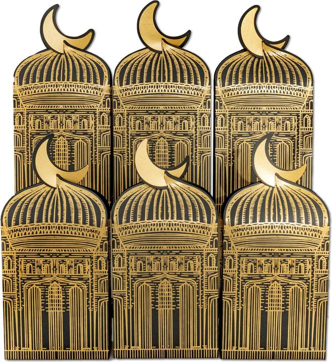 Produktbild Papierdrachen Giveaway Tüten Moschee schwarz gold - Set 2 (Geschenktüte, 6 x)