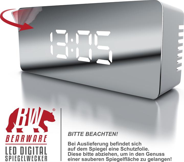 Actual product image Bearware Mirror alarm clock