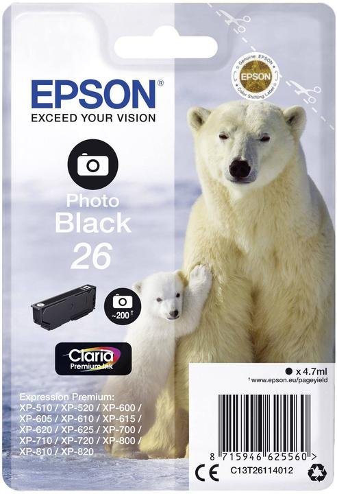 Actual product image Epson 26 Claria Premium (PBK)