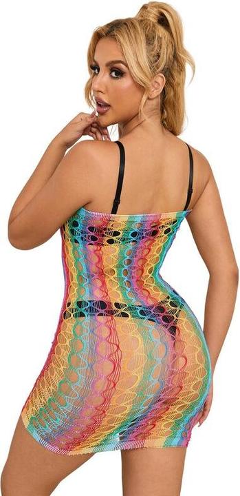 Image du produit Subblime 952365 Rainbow Bodystocking en filet avec épaules libres Une taille (Taille unique)