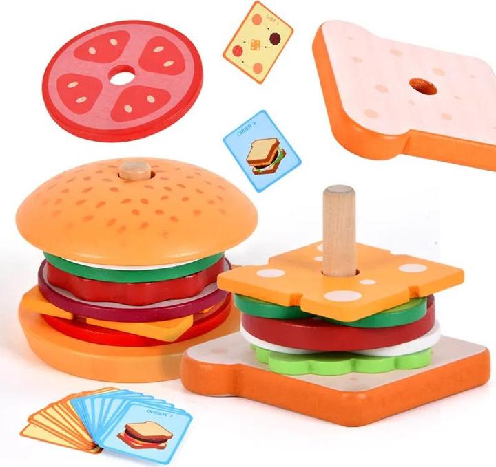 Image du produit Activity Board Bricolage Jouer Jouets Simulation Hamburger Sandwich Forme Couleur Couplage Alimentation Puzzle