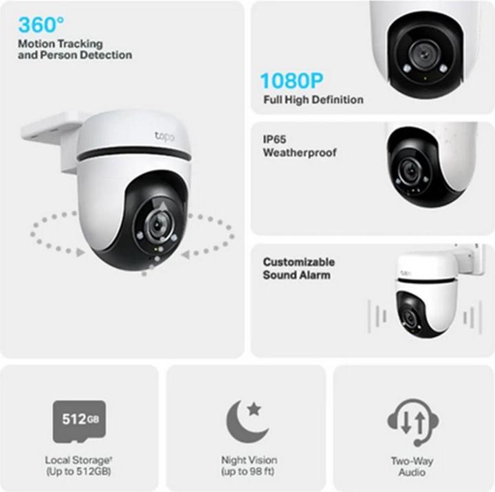 Productafbeelding TP-Link Buiten Pan/Tilt beveiligingscamera met Wi-Fi (1920 x 1080 Pixels)