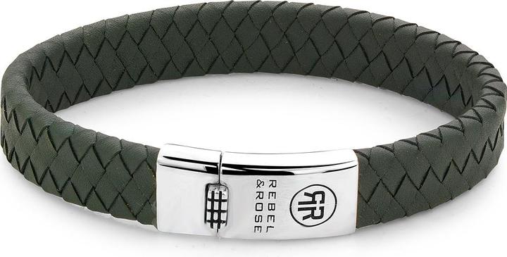 Actual product image Rebel & Rose Bracelet Braided Flat RR-L0148-S-L+ Mens (20 cm, Piel de becerro, Plata Esterlina 925)