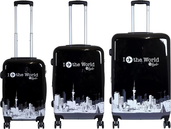 Immagine prodotto Trendyshop365 3-teiliges Hartschalen-Kofferset mit Städte-Motiv (94 l, Bagaglio a mano (fino a 50 litri))