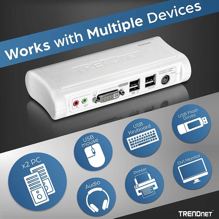 Produktbild Trendnet TK-204UK KVM Switch 2-Port DVI USB