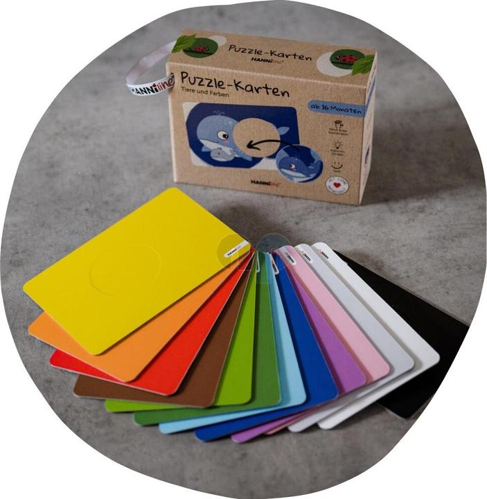 Produktbild Hanniline Puzzle-Karten - Tiere und Farben (13 beiseitig bedruckte Karten) ab 16 Monaten (13 Teile)