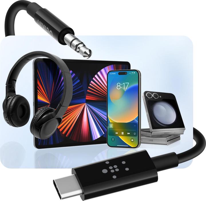Image du produit Belkin RockStar 3,5mm Aud./USB-C câble 0,9m (0.90 m, Jack 3,5 mm (AUX))