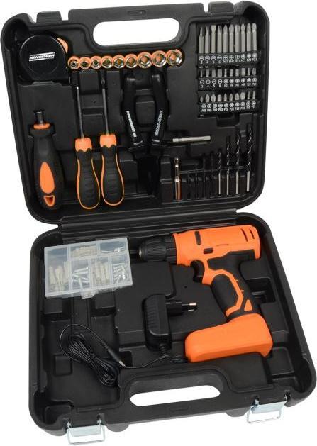 Produktbild Mannesmann 55-teilig Akkubohrschrauberset 8V inkl. Werkzeugsortiment (Akkubetrieb)
