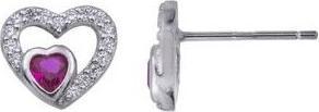 Passion Ohrringe Aus Rhodiiertem Silber – Herz – Zirkonia – Synthetischer Rosa Quarz (COU BIJOU, Pearl 2)