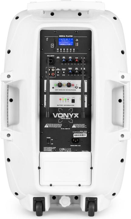 Actual product image Vonyx geluidsinstallatie - Verve46 - Bluetooth speaker met twee draadloze microfoons - 1000W - Wit (Active, 1x 1000 W)