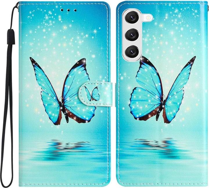 Produktbild Cover-Discount Leder Etui Hülle Schmetterling blau (Samsung Galaxy S24+)