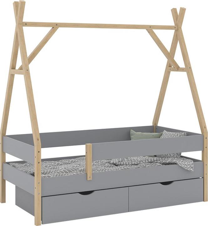 Actual product image VitaliSpa Tipi bed Bali, Grey, 80x160 cm with 2 drawers (80 x 160 cm)