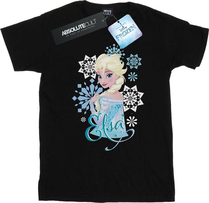 Actual product image Disney Girls Frozen Elsa Snowflakes Cotton T-Shirt (152, 158)