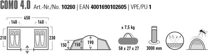 Produktbild High Peak VIS-A-VIS Fam Como 4.0 (Kuppelzelt, 8.85 kg, 4 Personen)