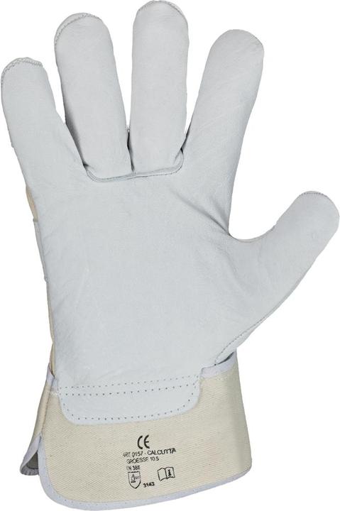Actual product image Stronghand Glove CALCUTTA EN388 size 12 natural coloured cowhide double stitching rubberised cuff (12)