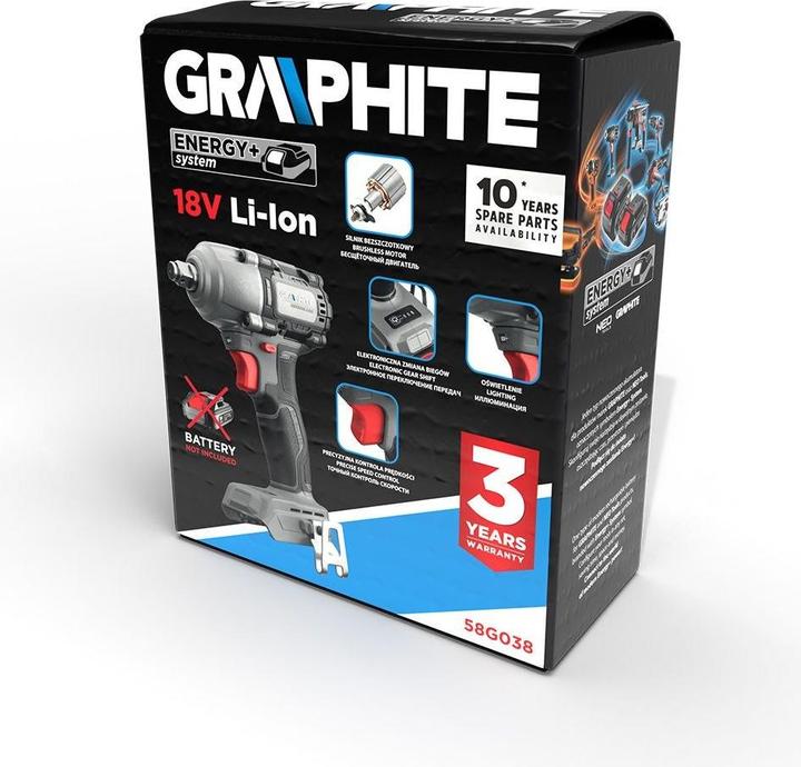 Actual product image Graphite 450 Nm Energy+ Brushless Impact Wrench (Rechargeable battery operated)