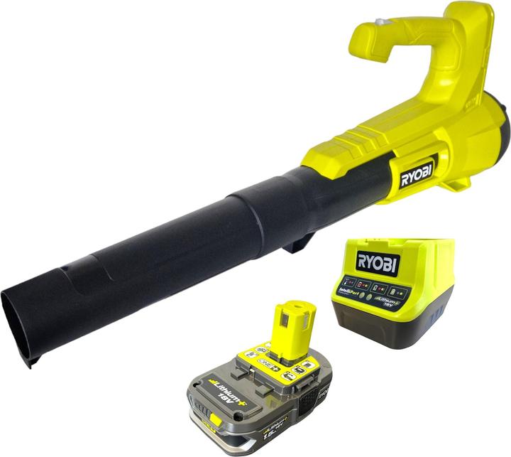 Actual product image Ryobi RY18BLA-115 Cordless leaf blower 18 V ONE+ 145 km/h + 1x battery 1.5 Ah + charger (Rechargeable battery operated, Leaf blower)