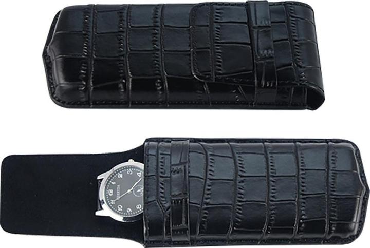 Actual product image Safe Watch case with genuine black leather