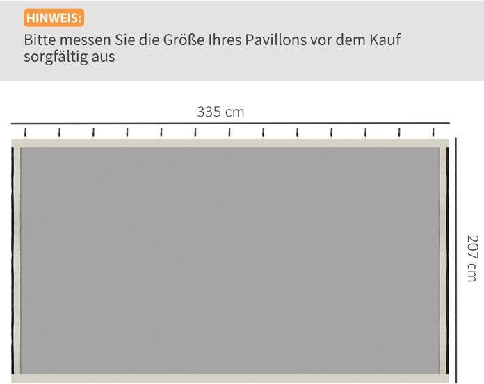 Actual product image Swisshandel24 Moskitonetz für 3x4 Pavillon 4 Seitenteile Fliegennetz mit Haken Reissverschluss Mückennetz Insekten (400 cm, 352 cm)